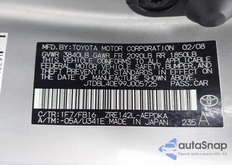 2009 Toyota Corolla Le z USA, uszkodzony, nr VIN JTDBL40E99J005725